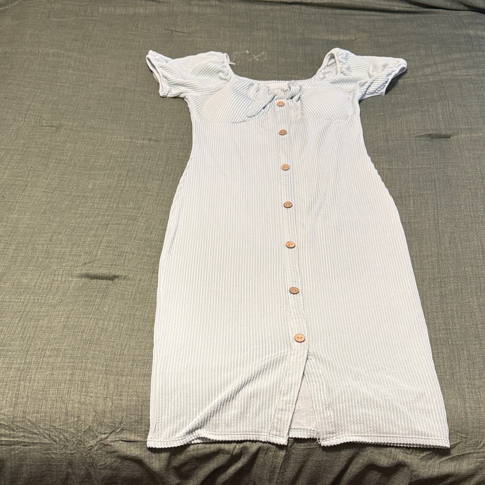 Light Blue Button-Down Dress